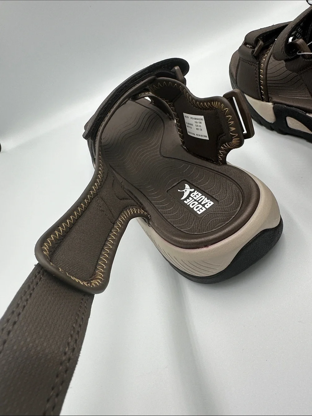 NWT Eddie Bauer Anchor Brown Sport Sandals Men’s Size 10M Comfort Outdoor Hiking